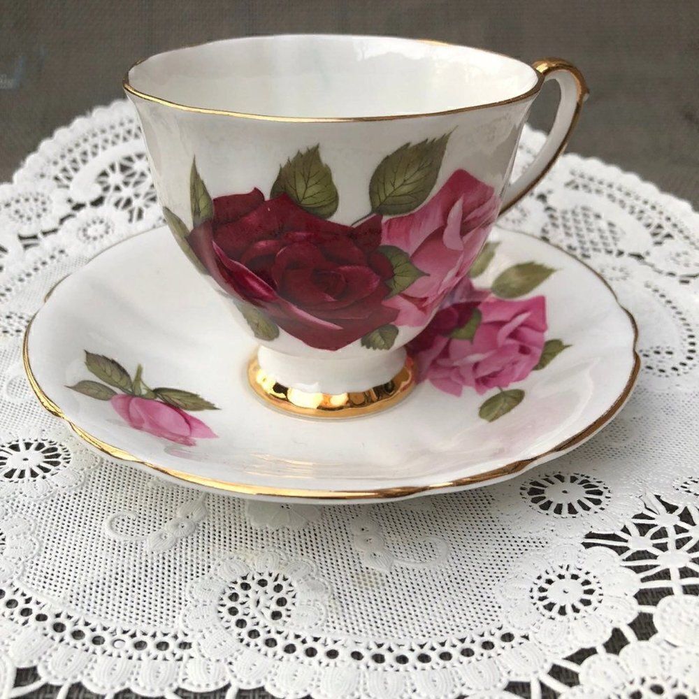 Society Tea Cup & Saucer Rose Vintage